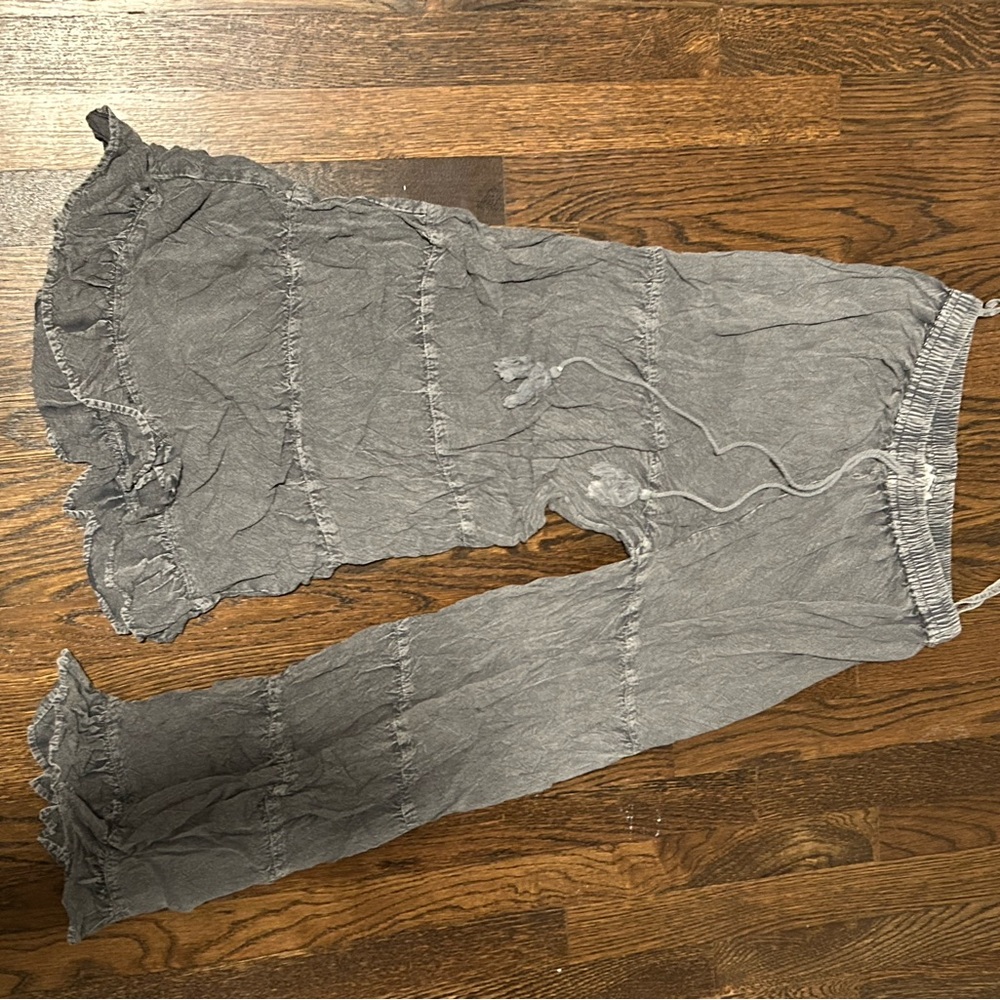 Gray Ruffled Pants
